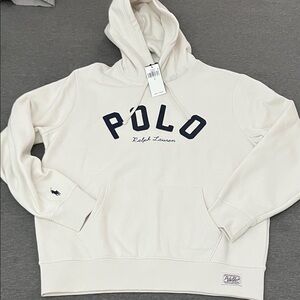 Polo by Ralph Lauren Cream Hoodie with navy blue Logo